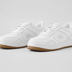 ALO Yoga White and Brown Sneakers with Minimalist Design